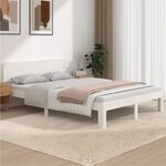 vidaXL Cadre de lit Blanc Bois massif 150x200 cm Très grand