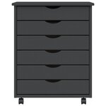 vidaXL Armoire roulante avec tiroirs MOSS gris bois de pin solide