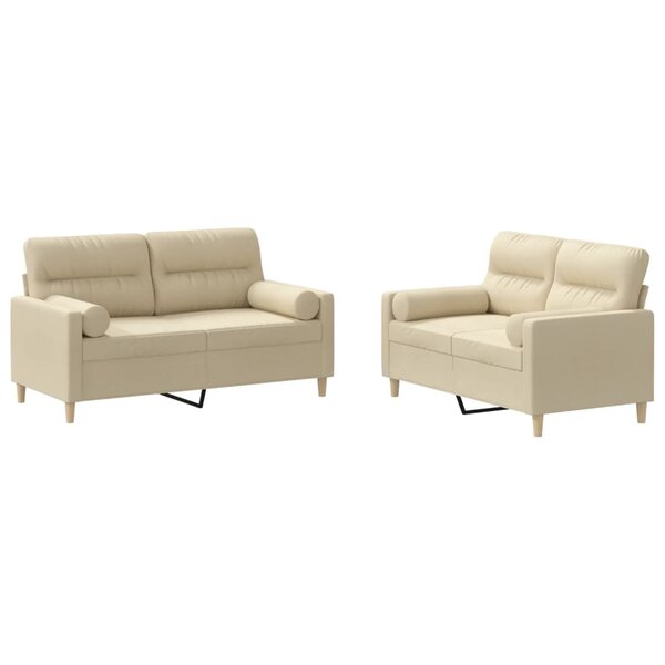 vidaXL Ensemble de canapés 2 Pièces avec coussins crème tissu