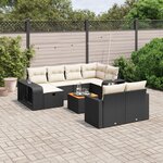 vidaXL Salon de jardin 11 Pièces avec coussins noir résine tressée