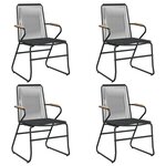 vidaXL Ensemble à manger de jardin 5 Pièces Noir Rotin PVC