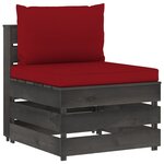 vidaXL Canapé central sectionnel avec coussins Bois imprégné de gris
