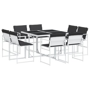 vidaXL Ensemble à manger de jardin avec coussins 9 Pièces blanc textilène