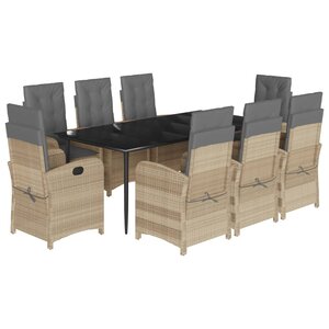 vidaXL Ensemble à manger de jardin et coussins 9 Pièces mélange beige