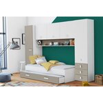 Lit gigogne enfant avec multiples rangements - blanc/argile - 90 x 200 cm - TIDY