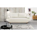 Banquette convertible 3 places TEIJO - Tissu bouclette beige - Coffre de rangement - 187 x 91x 82 cm