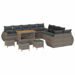 vidaXL Ensemble de canapé de jardin avec coussin 14 Pièces Gris