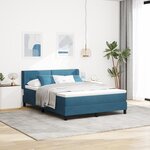 Lit à ressort vidaXL avec matelas bleu foncé 160x200 cm en velours