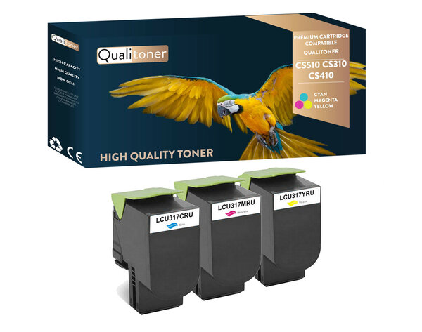 Qualitoner x3 toners cx 310 cx310 cx 410 cx410 cx 510 c (cyan + magenta + jaune) compatible pour lexmark