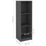 vidaXL Bibliothèque/Séparateur de pièce gris 36x33x110 cm pin massif
