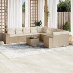 vidaXL Salon de jardin 11 Pièces avec coussins beige résine tressée
