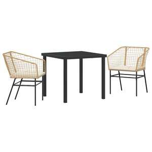 vidaXL Ensemble de salle à manger pour jardin 3 Pièces Marron polyrotin
