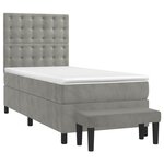 vidaXL Sommier à lattes de lit et matelas Gris clair 100x200cm Velours