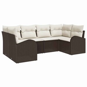 vidaXL Ensemble de canapé de jardin 6 Pièces Marron et blanc polyrotin