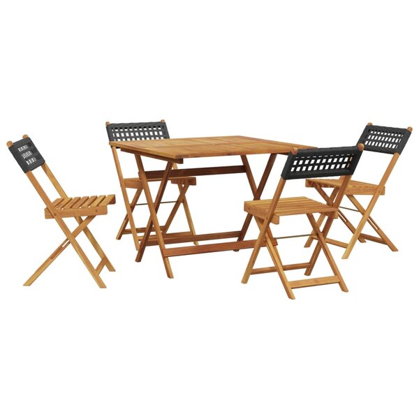vidaXL Ensemble à manger de jardin 5 Pièces résine tressée et bois massif