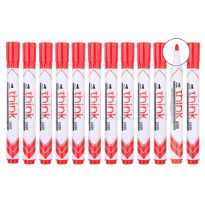 Marqueur effaçable Think à sec pointe ogive 2.0mm rouge peu odorant effaçage facile x 12 DELI