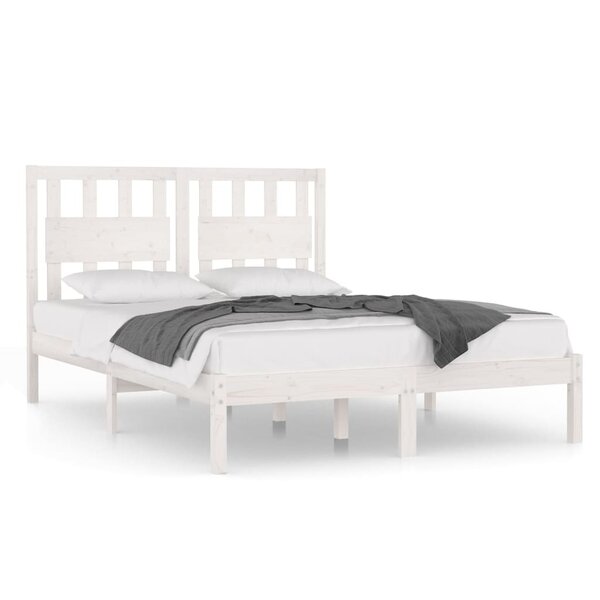 vidaXL Cadre de lit Blanc Bois de pin massif 140x200 cm