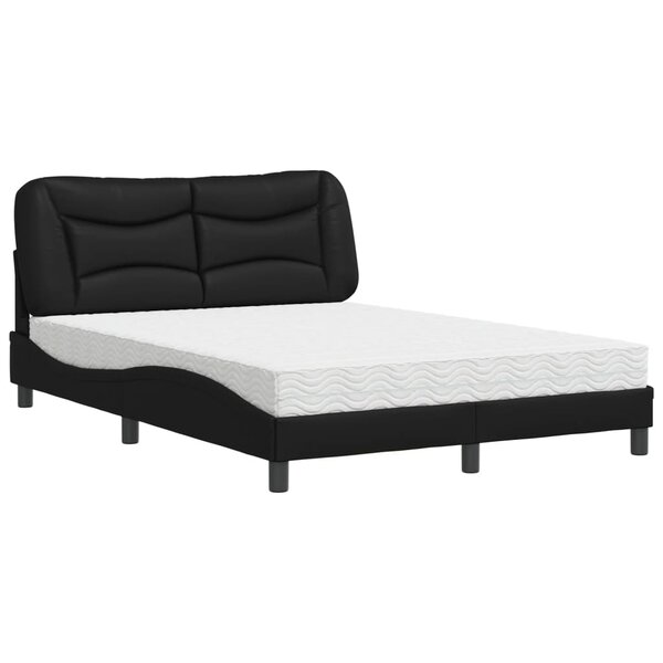 vidaXL Lit avec matelas noir 140x200 cm similicuir