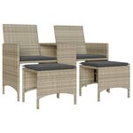 vidaXL Canapé de jardin 2 places avec table tabourets gris clair rotin