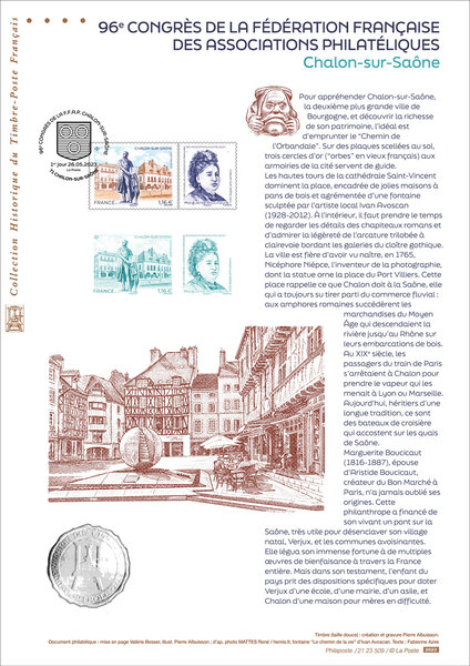 Document philatélique - 96ème Congrès FFAP - Chalon-sur-Saône