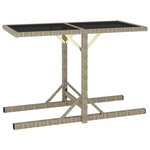 vidaXL Table de jardin Beige 110x53x72 cm Verre et résine tressée