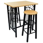 Vidaxl table et tabouret de bar 3 pièces bois et acier