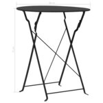 vidaXL Mobilier de bistro 3 Pièces Acier Noir