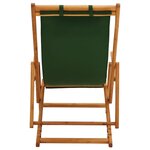 vidaXL Chaise pliable de plage bois d'eucalyptus solide et tissu vert