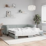 vidaXL Lit de jour avec lit gigogne gris clair 100x200 cm velours