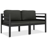 vidaXL Salon de jardin 2 Pièces avec coussins Aluminium Anthracite