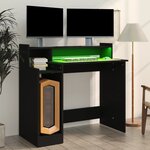 vidaXL Bureau avec lumières LED noir 97x45x90 cm bois d'ingénierie