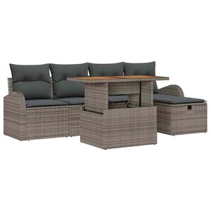 vidaXL Ensemble de canapé de jardin 6 Pièces Gris polyrotin