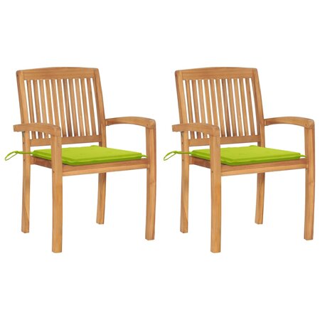 vidaXL Chaises de jardin 2 Pièces avec coussins vert vif Teck massif