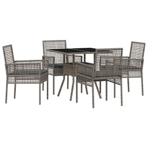 vidaXL Ensemble de salle à manger pour jardin 5 Pièces Gris Poly rotin