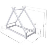 Lit Tipi enfant bois massif blanc 90 x 160 cm