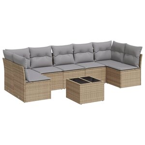 vidaXL Salon de jardin avec coussins 8 Pièces beige résine tressée