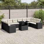 vidaXL Salon de jardin 11 Pièces avec coussins noir résine tressée