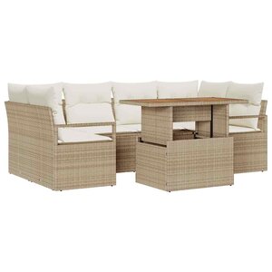 vidaXL Ensemble de canapé de jardin avec coussin 7 Pièces beige et crème