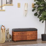 vidaXL Bancs de rangement lot de 2 et coussin marron 69 cm quenouille