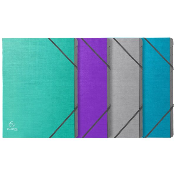 Trieur Agrafé 3 Rabats Avec Élastiques 12 Compartiments Tekso - A4 - Couleurs Assorties - X 8 - Exacompta