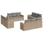 vidaXL Salon de jardin avec coussins 12 Pièces beige résine tressée