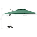 vidaXL Parasol déporté avec double toit 300x300 cm vert