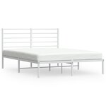 vidaXL Cadre de lit métal avec tête de lit blanc 140x200 cm