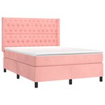 vidaXL Sommier à lattes de lit matelas et LED Rose 140x200 cm Velours
