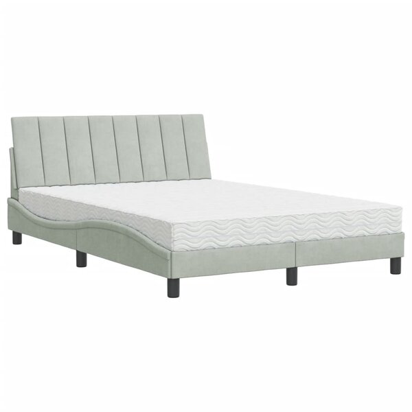 vidaXL Lit avec matelas Hanko gris clair 120x200 cm velours