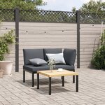 vidaXL Salon de jardin 2 Pièces avec coussins noir aluminium