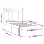 vidaXL Cadre de lit Blanc 90x190 cm Simple Bois massif
