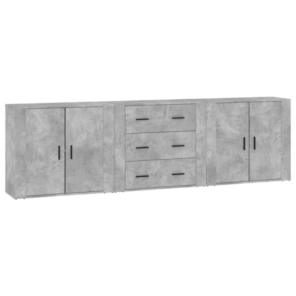 vidaXL Buffets 3 Pièces gris béton bois d'ingénierie