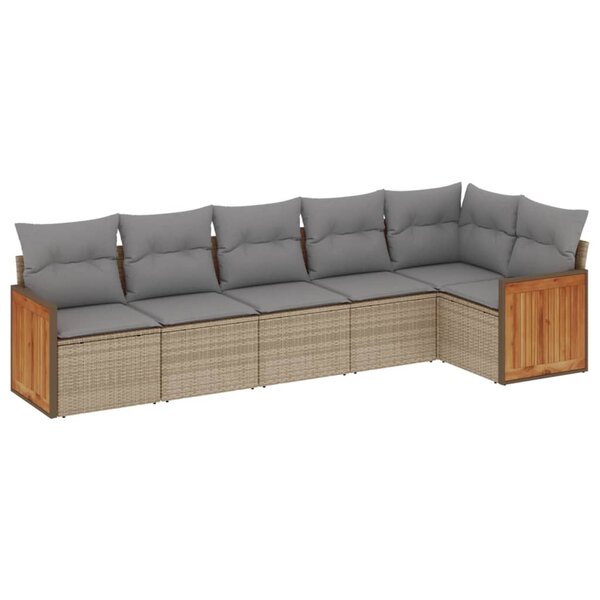 vidaXL Salon de jardin avec coussins 6 Pièces beige résine tressée
