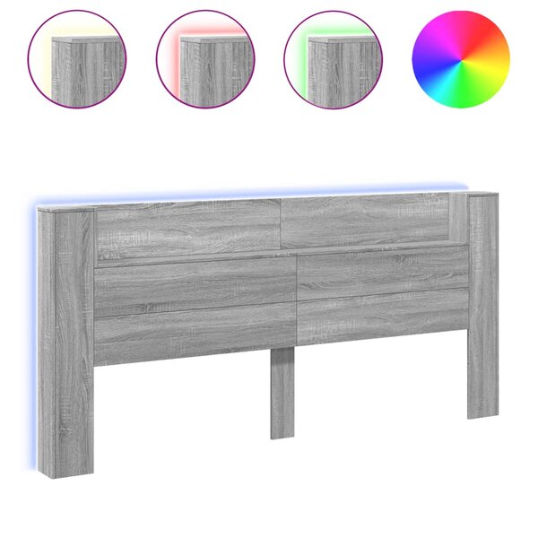 vidaXL Armoire tête de lit avec LED sonoma gris 220x16 5x103 5 cm